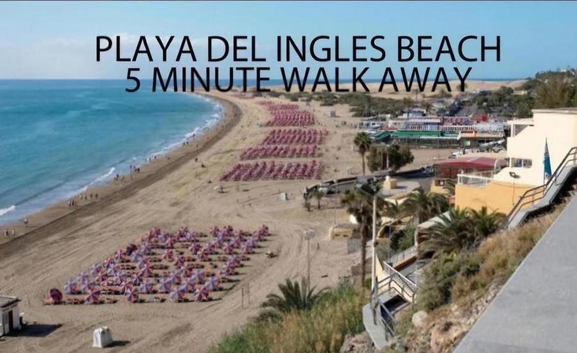 Ocean Front Cozy 2 Bedroom, 3 Beds Spacious- Netflix, Pool, Beach Lift & Fast Wifi Playa del Ingles  Luaran gambar